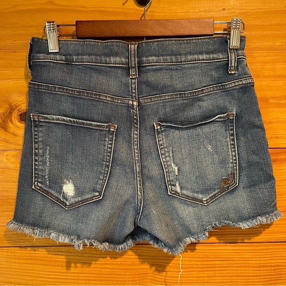 Express Jeans Cut Off Stretch High Rise Denim Jean Shorts 2 Summer - Picture 2 of 8